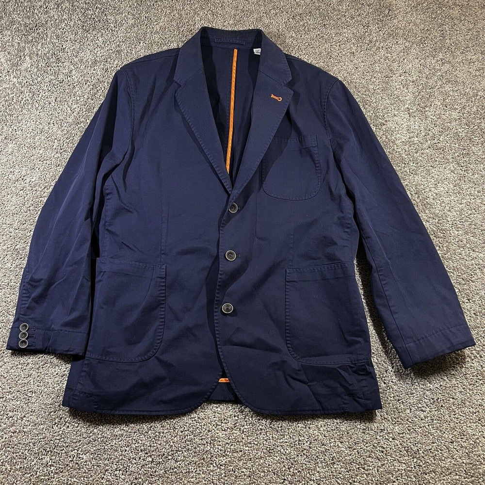 Robert Graham Blazer Mens 44R Tailored Fit Blue Sports Coat Jacket